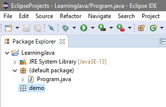 Empty package in Eclipse Project Explorer