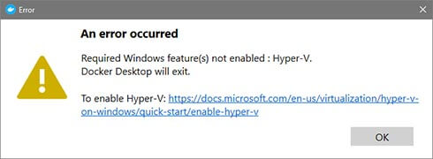 Hyper-V not enabled error