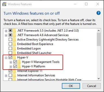 Enable Hyper-V Features on Windows