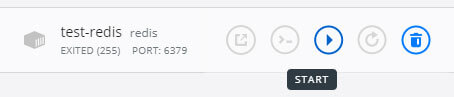 Start the Redis image with the Play button