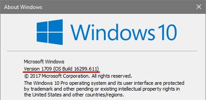 Windows version information