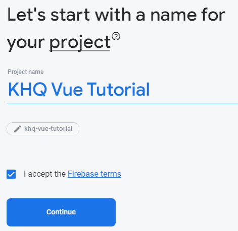 Name your Firebase project