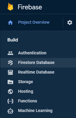 Build > Firestore Database menu