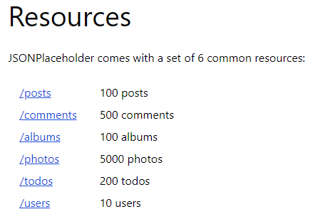 JSONPlaceholder Resources: Routes